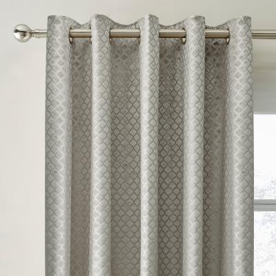 Dunelm Cut Velvet Silver Thermal Eyelet Curtains Silver
