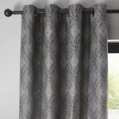 Dunelm Marking Diamond Black Eyelet Curtains Black