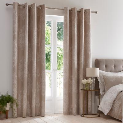 Dunelm Versailles Natural Thermal Eyelet Curtains Brown