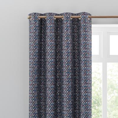 Dunelm Mini Geo Navy Eyelet Curtains Navy