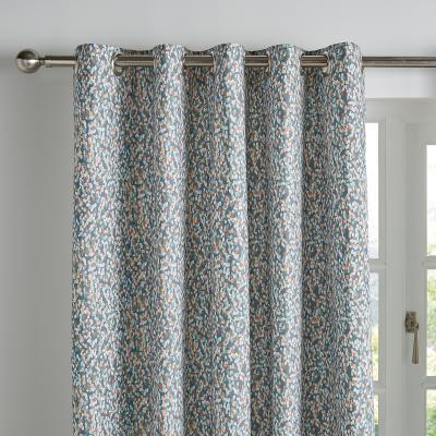 Dunelm Keaton Blue Eyelet Curtains White/Orange/Green
