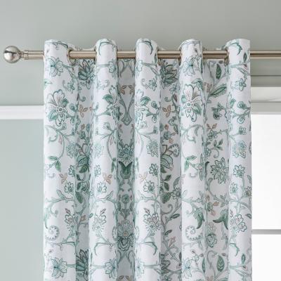 Dunelm Dorma Winterbourne Green Blackout Eyelet Curtains Green/White