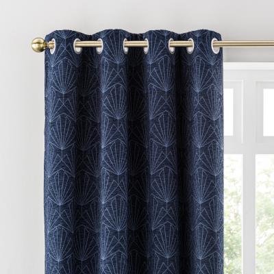 Dunelm Gatsby Thermal Eyelet Curtains Navy Navy (Blue)
