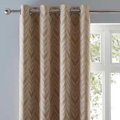 Dunelm Woven Chevron Natural Eyelet Curtains Natural