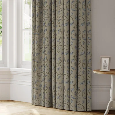 Dunelm Summer Scroll Made to Measure Curtains blue