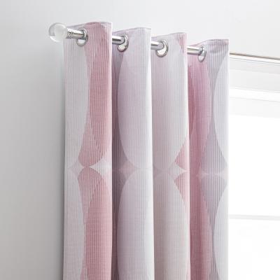 Dunelm Elements Elijah Pink Blackout Eyelet Curtains Pink, Grey and White