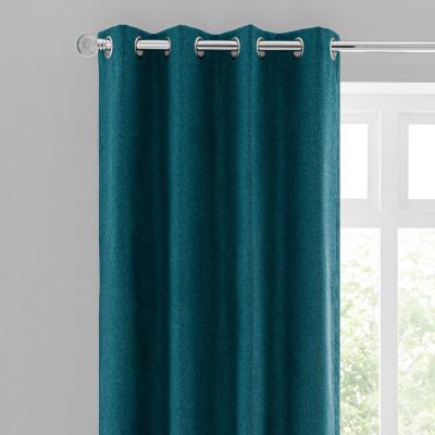 Dunelm Luna Brushed Lagoon Blackout Eyelet Curtains Green