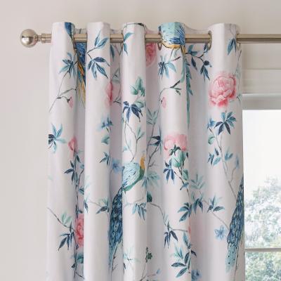 Dunelm Peacock Floral Pink Eyelet Curtains Pink/Green