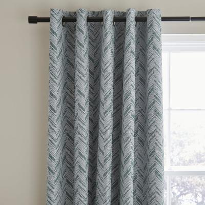 Dunelm Chevron Printed Olive Blackout Eyelet Curtains Olive (Green)