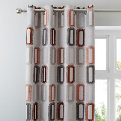 Dunelm Elements Dahl Rust Eyelet Curtains Brown and Grey
