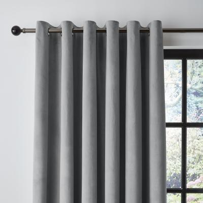 Dunelm Recycled Velour Chateau Grey Eyelet Curtains Grey