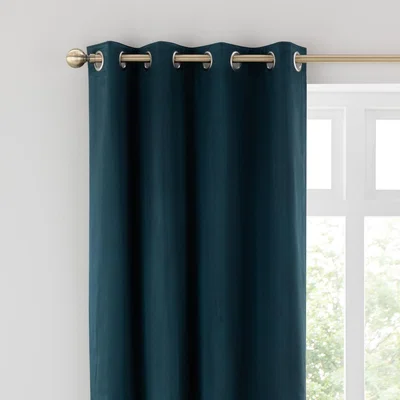 Dunelm Satin Peacock Eyelet Curtains Peacock