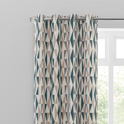 Dunelm Elements Triangles Peacock Eyelet Curtains Green, Brown and White