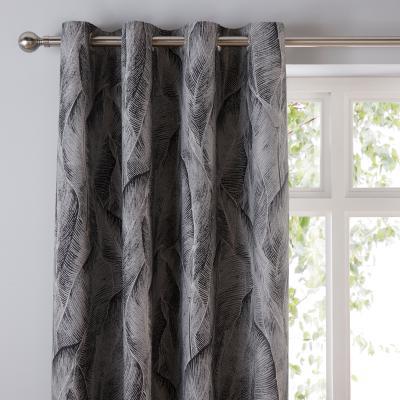 Dunelm Malawi Graphite Eyelet Curtains Graphite (Grey)
