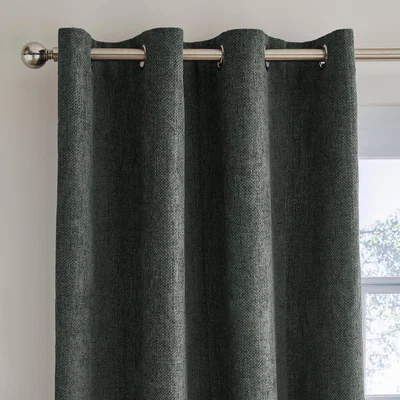 Dunelm Ensley Cosy Chenille Charcoal Thermal Eyelet Curtain Charcoal