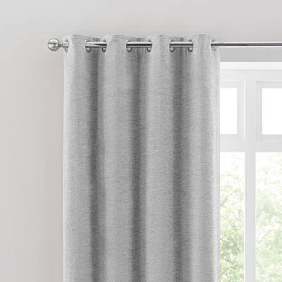 Dunelm Textured Chenille Silver Eyelet Curtains Silver
