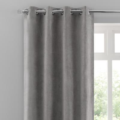 Dunelm Margot Grey Matt Velour Eyelet Curtains Grey