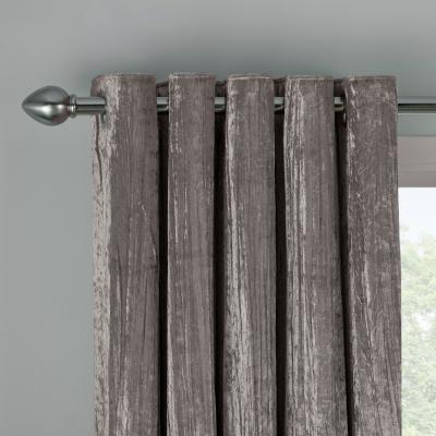 Dunelm Crinkle Velvet Grey Eyelet Curtains Grey