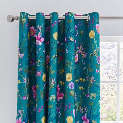 Dunelm Fleur Teal Eyelet Curtains Teal (Green)