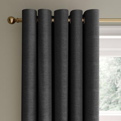 Dunelm Mendoza Velour Graphite Blackout Eyelet Curtains Graphite (Grey)