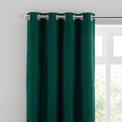 Dunelm Luna Brushed Emerald Blackout Eyelet Curtains Green