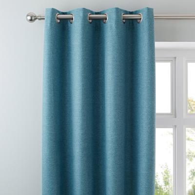 Dunelm Luna Brushed Teal Blackout Eyelet Curtains Blue