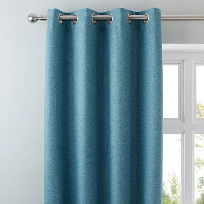 Dunelm Luna Brushed Teal Blackout Eyelet Curtains Blue
