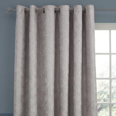 Dunelm Catherine Lansfield Damask Grey Foil Eyelet Curtains Grey