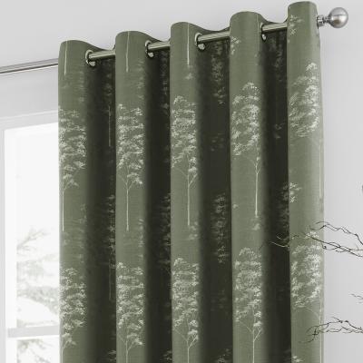 Dunelm Curtina Elmwood Khaki Eyelet Curtains Khaki (Green)