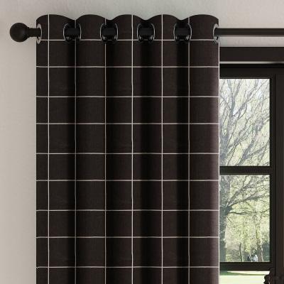 Dunelm Haddington Black Checked Eyelet Curtains Black