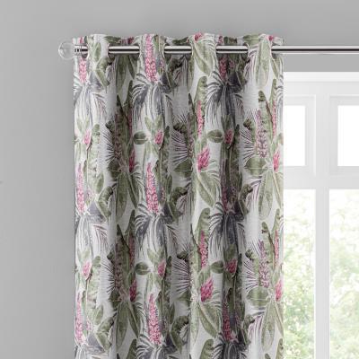 Dunelm Rio Palm Eyelet Curtain Green Green/Pink