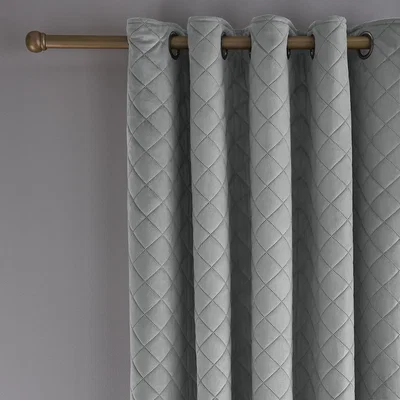 Dunelm Catherine Lansfield So Soft Luxe Velvet Silver Eyelet Curtains Silver