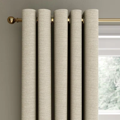 Dunelm Bamboo Mix Olive Eyelet Curtains Yellow