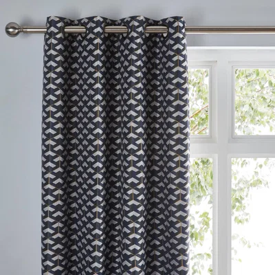 Dunelm Symmetry Navy Eyelet Curtains Navy