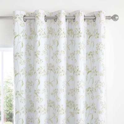 Dunelm Felicity White Floral Blackout Eyelet Curtains White and Green