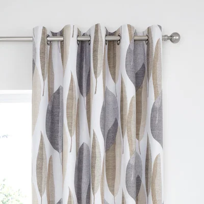 Dunelm Elements Enya Blackout Eyelet Curtains White, Grey and Brown