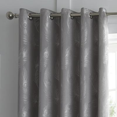 Dunelm Feather Silver Jacquard Eyelet Curtains Silver