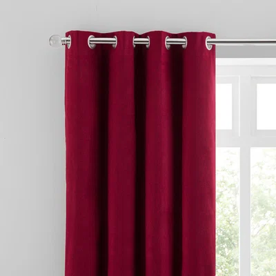 Dunelm Luna Brushed Wine Blackout Eyelet Curtains Red