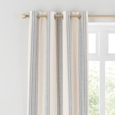 Dunelm Churchgate Recycled Cotton Stripe Eyelet Curtains Blue