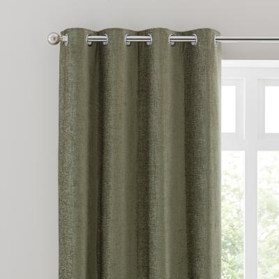 Dunelm Chenille Olive Eyelet Curtains Green