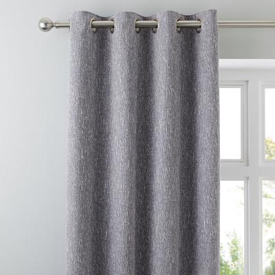 Dunelm Boucle Grey Eyelet Curtains Grey