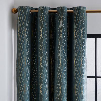 Dunelm Foil Eyelet Curtains Bottle Green Green