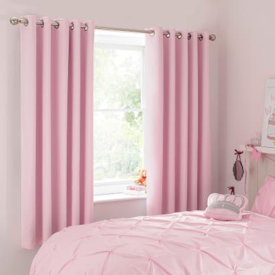 Dunelm Mia Pink Blackout Eyelet Curtains Pink