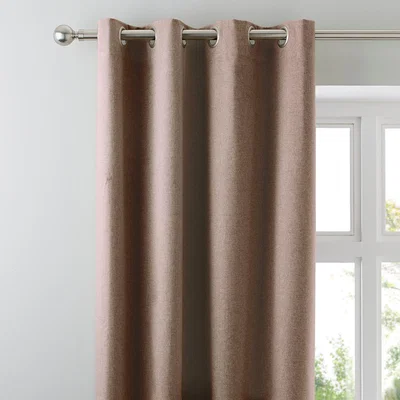 Dunelm Luna Brushed Mocha Blackout Eyelet Curtains Brown