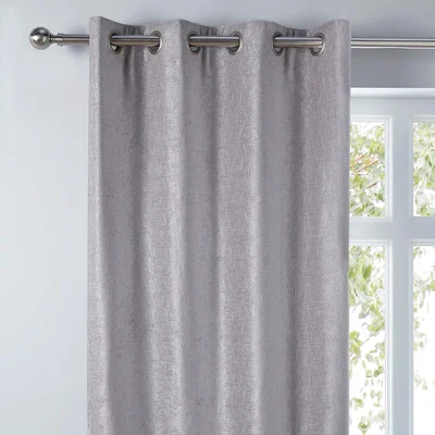 Dunelm Chenille Silver Wave Eyelet Curtains Silver