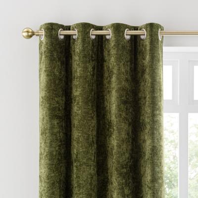 Dunelm Vintage Chenille Olive Green Thermal Eyelet Curtain Olive (Green)