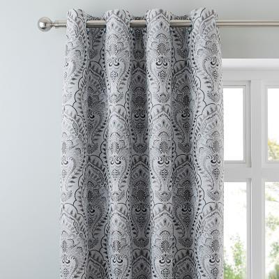 Dunelm Leonardo Dove Grey Eyelet Curtains Grey