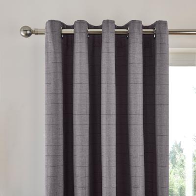 Dunelm Recycled Burley Check Grey Eyelet Curtains Grey