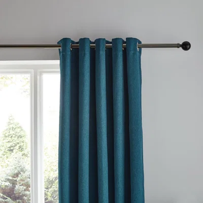 Dunelm Jupiter Peacock Blackout Eyelet Curtains Blue