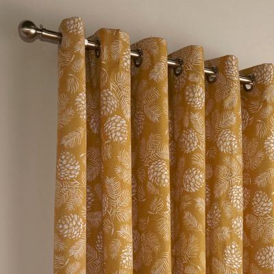Dunelm Irwin Mustard Eyelet Curtains Yellow and White